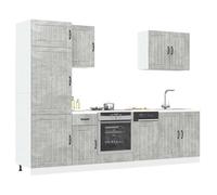 sephironlbb Ensemble d'armoires de Cuisine Lucca 7 pcs Bois d'ingénierie Gris béton Meuble Rangement Buffet vaisselier Placard Colonne tiroir pour Cuisine Salon buanderie