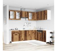 sephironlbb Ensemble de 11 meubles de cuisine Lyon en bois d'ingénierie vieilli, armoire, placard, tiroir et étagère pour rangement, buffet, desserte, vaisselier, colonne, casier, panier, organisateur