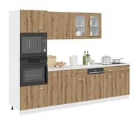 sephironlbb Ensemble de 7 Meubles de Cuisine Lyon en chêne Artisanal, Armoire, Buffet, vaisselier, Colonne, tiroir, Placard, étagère, desserte pour Rangement optimisé et