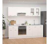 sephironlbb Ensemble de 8 Meubles de Cuisine Lyon en Bois d'ingénierie Blanc, Armoire, Placard, tiroir, étagère, Buffet pour Rangement Vaisselle et ustensile, idéal Cuisine Salon