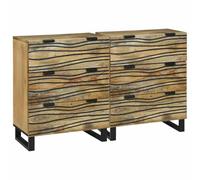 sephironlbb Ensemble de Buffet 2 pcs Naturel en Bois de Mangue Massif 120 x 33,5 x 75 cm avec 6 tiroirs Rangement pour Salle à Manger Salon Meuble Console vaisselier Armoire