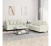 sephironlbb Ensemble de canapés 2 pièces en Velours crème avec Coussins, Structure Robuste en métal et contreplaqué, sièges Confortables 120 cm et 140 cm pour Salon séjour Bureau