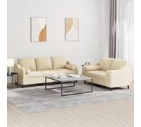 sephironlbb Ensemble de canapés 2 pièces Tissu crème avec Coussins Confortables pour Salon séjour Chambre Bureau Assise Dossier accoudoir Relax modulable Convertible clicclac Banquette