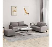 sephironlbb Ensemble de canapés 3 pièces en Tissu Taupe avec Coussins, 2 canapés 2 Places et Pouf Compact, Structure Robuste en métal et contreplaqué pour Salon séjour Bureau