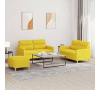 sephironlbb Ensemble de canapés 3 pièces Tissu Jaune Clair avec Coussins, Structure métal et contreplaqué, canapés 2 Places et Repose-Pied, idéal Salon séjour Bureau