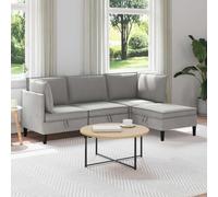sephironlbb Ensemble de Meubles pour Salon 4 pièces Gris Clair en Tissu Polyester Durable avec canapé d'angle, Pouf, Coussins Confortables, Cadre en contreplaqué et Pieds Marron pour séjour modulable