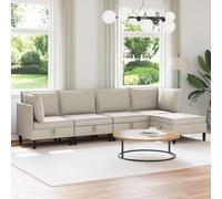sephironlbb Ensemble de Meubles pour Salon 5 pièces en Tissu Avoine avec canapé d'angle, Pouf, Coussins Confortables, Cadre en contreplaqué Durable, Pieds Marron, idéal pour séjour, Bureau et Chambre
