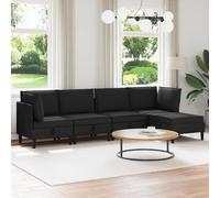 sephironlbb Ensemble de Meubles pour Salon 5 pièces Noir Tissu Polyester canapé modulable Angle avec Coussins Confortables Pouf et Dossier Ergonomique pour séjour Bureau réception