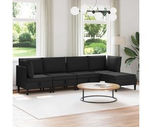 sephironlbb Ensemble de Meubles pour Salon 5 pièces Noir Tissu Polyester canapé modulable Angle avec Coussins Confortables Pouf et Dossier Ergonomique pour séjour Bureau réception