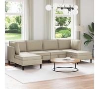 sephironlbb Ensemble de Meubles pour Salon 6 pièces en Tissu Sable avec Coussins Confortables, Cadre en contreplaqué Durable, Pieds Marron, idéal pour séjour, Bureau, Chambre et Espace modulable