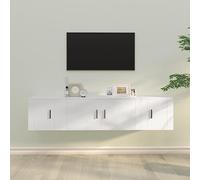 sephironlbb Ensemble de Meubles TV 3 pièces Blanc en Bois d'ingénierie avec Rangement Mural, Portes et tiroirs pour Salon séjour Chambre Multimedia Audio vidéo, Support Console et étagère Suspendue
