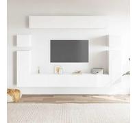 sephironlbb Ensemble de Meubles TV Suspendus Blanc en Bois d'ingénierie, 8 pièces avec tiroirs, niches et placards pour Rangement multimédia, Salon séjour Chambre, Support Console Audio vidéo Mural