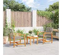 sephironlbb Ensemble de mobilier de Jardin Bistro 3 pièces Gris résine tressée et Bois d'acacia pour terrasse Balcon Patio Salon détente avec Table et fauteuils Confortables