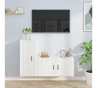 sephironlbb Ensemble Meuble TV 2 pcs Blanc Bois d'ingénierie, Support Mural avec Rangement, tiroirs, niches, Console pour Salon séjour Chambre multimédia, Design Suspendu