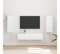 sephironlbb Ensemble Meuble TV 2 pièces Blanc Brillant en Bois d'ingénierie, placards muraux Modernes pour Salon, Rangement multimédia avec niches, tiroirs et Support Console Suspendu