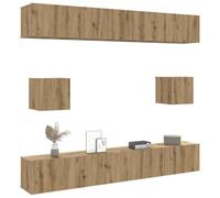 sephironlbb Ensemble Meuble TV Mural 6 pcs chêne Artisanal Bois d'ingénierie 4 Meubles Grands 2 Petits Rangement Salon séjour Chambre Audio vidéo Console Support