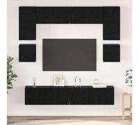 sephironlbb Ensemble Meuble TV Mural 8 pièces Bois d'ingénierie chêne Noir avec étagères, Portes à charnières, Rangement modulable pour Salon séjour Chambre Multimedia