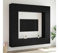 sephironlbb Ensemble Meuble TV Mural 8 pièces chêne Noir Bois d'ingénierie avec étagères et Portes battantes pour Rangement Salon séjour Chambre multimédia Audio vidéo