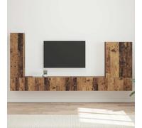 sephironlbb Ensemble Meuble TV Mural Bois Ancien 6 pièces avec étagères, tiroirs, Porte et Niche, Support Rangement pour Salon séjour Chambre multimédia, Console Audio vidéo, Montage Mural Suspendu