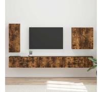 sephironlbb Ensemble Meuble TV Mural chêne fumé 6 pcs avec Portes et étagères pivotantes Grand Rangement pour Salon séjour Chambre multimédia Console Support Audio vidéo