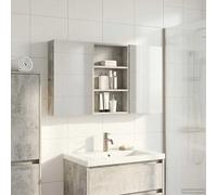 sephironlbb Ensemble Meubles Salle de Bain 3 pièces en Bois d'ingénierie 120 x 10,5 x 60,5 cm, Rangement Mural avec Éclairage LED, Miroir à Deux Faces, Organisateur Compact pour Lavabo et Toilette