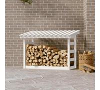 sephironlbb Étagère à bois de cheminée blanche en pin massif - 108 x 64,5 x 78 cm - Support empilable pour bois de chauffage - Panier à bois de chauffage avec bonne circulation de l'air et support