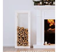 sephironlbb Étagère à bois de cheminée blanche en pin massif - 41 x 25 x 100 cm - Support pour bûches de chauffage - Panier à bois pour un rangement ordonné - Aide à l'empilage - Poêle à bois - Salon