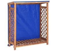 sephironlbb Étagère à bûches de cheminée en bois d'acacia massif - 105 x 38 x 115 cm - Avec bâche et côtés en grille - Étagère robuste pour le stockage au sec - Support empilable en bois pour salon et