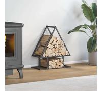sephironlbb Étagère à bûches noire en acier laminé à froid - 50 x 25 x 60 cm - Étagère à bûches de cheminée - Support empilable pour salon et poêle à bois avec panier à bois solide