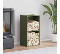 sephironlbb Étagère à bûches vert olive en acier laminé à froid - 40 x 30 x 75 cm - Étagère à bûches empilables pour salon - Rangement du bois avec panier à bois robuste et support pour bois de