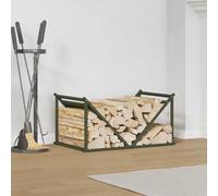 sephironlbb Étagère à bûches vert olive en acier laminé à froid - 70 x 43 x 34,5 cm - Étagère à bois empilable - Panier à bois pour salon et poêle
