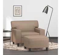 sephironlbb Fauteuil avec Repose-Pied Cappuccino 60 cm en Similicuir Durable avec Coussin rembourré et accoudoirs Confortables pour Salon séjour Bureau, Structure Robuste, Design Moderne et Compact