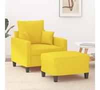 sephironlbb Fauteuil avec Repose-Pied en Tissu Jaune Clair 60 cm, Structure Robuste en métal et contreplaqué, siège Confortable avec Coussin rembourré, idéal pour Salon séjour Chambre Bureau