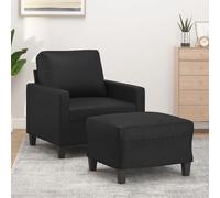 sephironlbb Fauteuil avec Repose-Pied Noir en Similicuir 60 cm Confortable pour Salon séjour Bureau avec Coussin Dossier accoudoir Robuste et Design Moderne pour Relaxation et Assise Durable