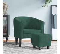 sephironlbb Fauteuil Cabriolet Vert foncé en Velours avec Repose-Pied, Chaise Confortable pour Salon, Bureau, Chambre, Assise rembourrée avec Dossier et accoudoirs