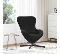 sephironlbb Fauteuil œuf Noir en Velours avec Dossier et accoudoirs inclinables pivotant 63 x 73 x 90 cm pour Salon Chambre Bureau détente et Lecture Confortable