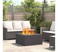 sephironlbb Foyer noir en acier 80 x 80 x 40 cm rectangulaire, cheminée de jardin pour extérieur avec évacuation de fumée efficace, chauffage robuste pour chaleur et atmosphère confortable dans le