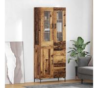 sephironlbb Haut Armoire Bois Ancien 69,5 x 34 x 180 cm 2 pcs avec Portes en Verre, Rangement Mural Pratique pour Salon Cuisine Salle à Manger, Meuble Commode Buffet vaisselier Design Moderne et