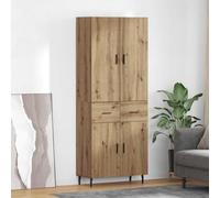 sephironlbb Haut Armoire en Bois d'ingénierie Chêne Artisanal 69,5 x 34 x 180 cm 2 pcs avec 4 Portes 3 étagères 2 tiroirs pour Rangement Salon Salle à Manger Meuble Console vitrine
