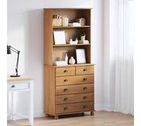 sephironlbb Hutch ASKIM en Bois de pin Massif Cire de Miel 91 x 40 x 200,5 cm avec 6 tiroirs Buffet vaisselier Rangement pour Salle à Manger Salon séjour
