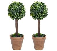 sephironlbb Lot de 2 buissons artificiels avec pot en forme de boule - Vert - 41 cm - En polyéthylène - Plantes décoratives pour salon, chambre à coucher, bureau, balcon, jardin - Réaliste et