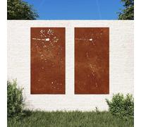 sephironlbb Lot de 2 décorations murales de jardin - 105 x 55 cm - En acier Corten - Design floral - Résistant aux intempéries - Rouille - Durable - Pour jardin, clôture, décoration murale, salon