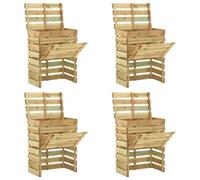 sephironlbb Lot de 4 composteurs à lattes en bois de pin imprégné, 80 x 50 x 100 cm, composteur de jardin ventilé pour déchets organiques, seau à compost inodore pour balcon, terrasse, parterre