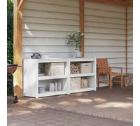sephironlbb Meuble Armoire de Cuisine d'extérieur MEPPEL 2 pcs Bois de pin Massif Blanc 212 x 55 x 92 cm modulable avec étagères Rangement Buffet vaisselier desserte pour terrasse Jardin