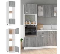 sephironlbb Meuble Micro-Ondes Lyon Gris Sonoma en Bois d'ingénierie 60 x 57 x 207 cm Armoire Colonne Rangement Cuisine avec étagères et Portes modulables pour Vaisselle et ustensiles