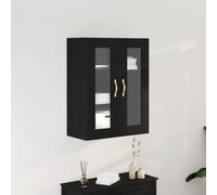 sephironlbb Meuble Mural Chêne Noir en Bois d'ingénierie 69,5 x 34 x 90 cm avec Portes en Verre, étagères de Rangement pour Salon, Buffet, vaisselier, Console et vitrine Design