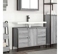 sephironlbb Meuble sous-Vasque Sonoma Gris en Bois d'ingénierie 90x34,5x60 cm avec 4 tiroirs, Porte, étagère, Rangement Salle de Bain, Support lavabo, Organisateur sanitaire Pratique