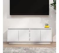 sephironlbb Meuble TV Blanc en Bois de pin Massif 110x34x40 cm avec 4 Portes 2 Compartiments Rangement Salon séjour Chambre Support Audio vidéo