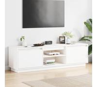sephironlbb Meuble TV Blanc en Bois de pin Massif 140x35x40 cm avec 2 Portes, 2 niches Ouvertes, Rangement pour Salon ou Chambre, Console Robuste pour télévision, Audio, vidéo et multimédia
