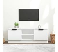 sephironlbb Meuble TV Blanc en Bois d'ingénierie 102x35x36,5 cm avec Rangement 2 tiroirs 2 niches, Support Console pour Salon séjour Chambre, Espace organisé pour multimédia Audio vidéo